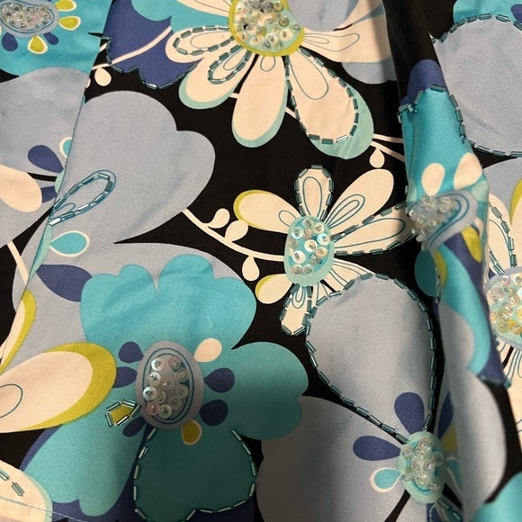 Citrine Blue and Black Midi A-Line Skirt - Size 2 - Picture 10 of 11